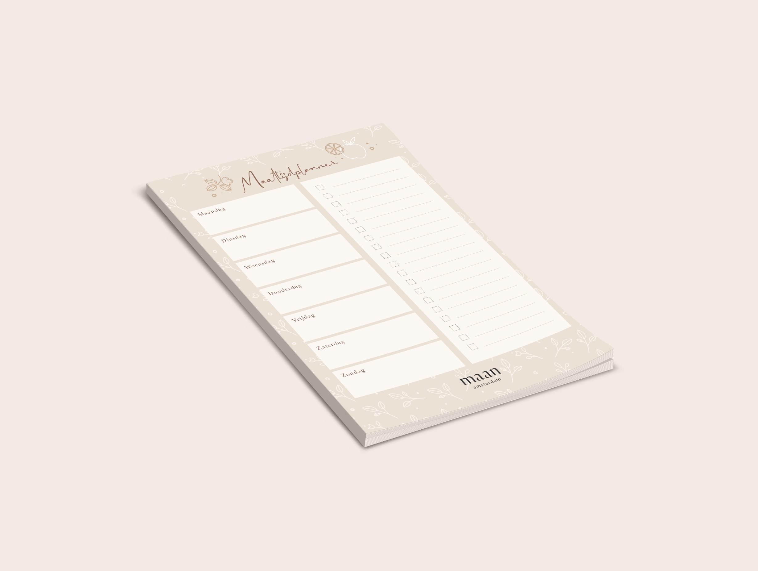 Maan Amsterdam - Maaltijdplanner - A5 - notitieblok voor weekmenu - menuplanner - 50 afscheurbare vellen