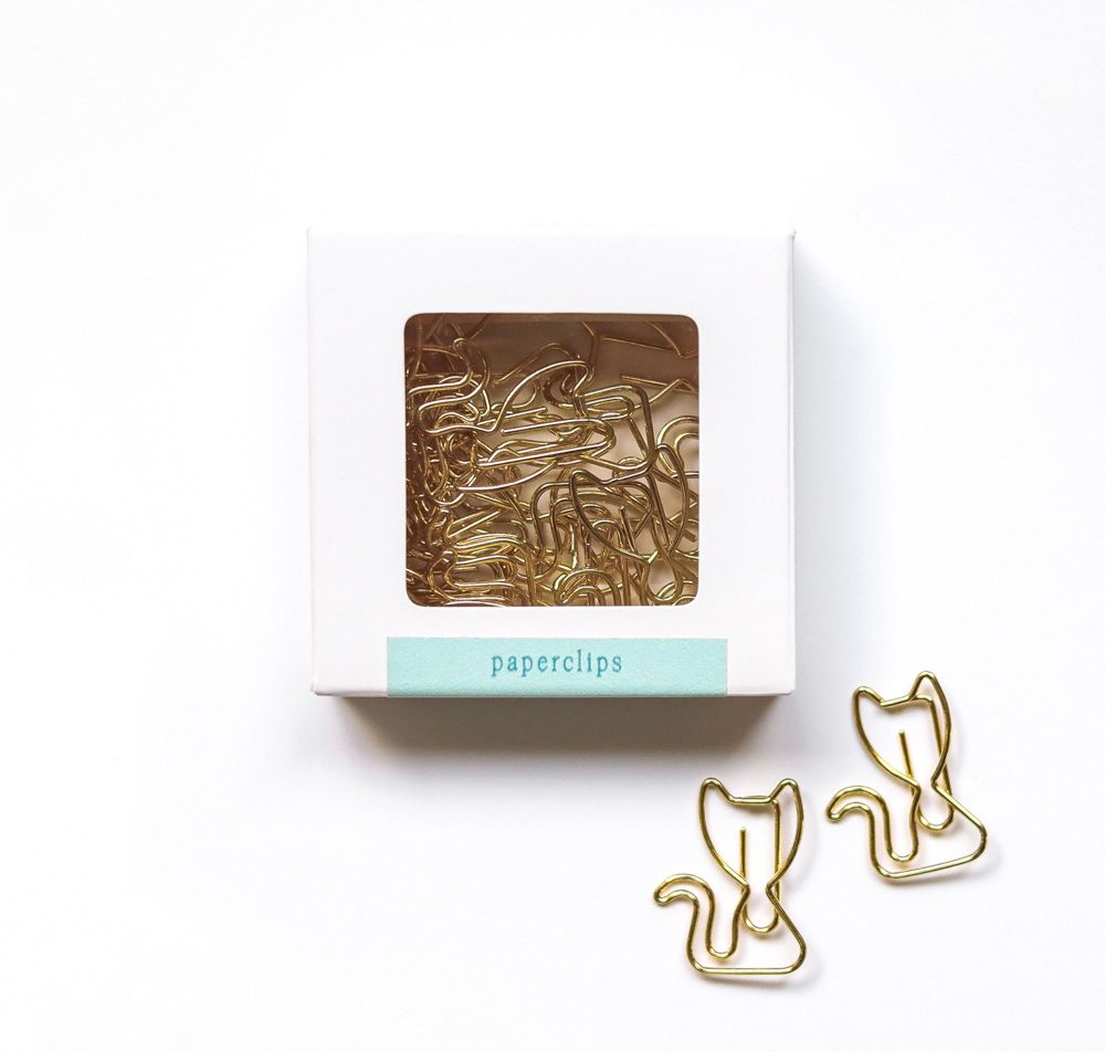Paperclips kat - 20 stuks - goud