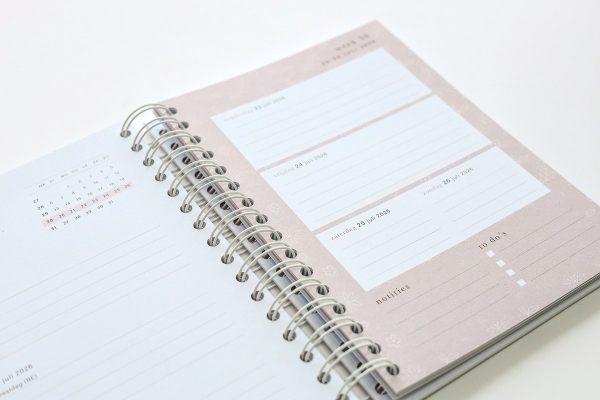 Agenda 2026 - A5 jaaragenda - Weekagenda - Ringband - 1 week op 2 pagina's