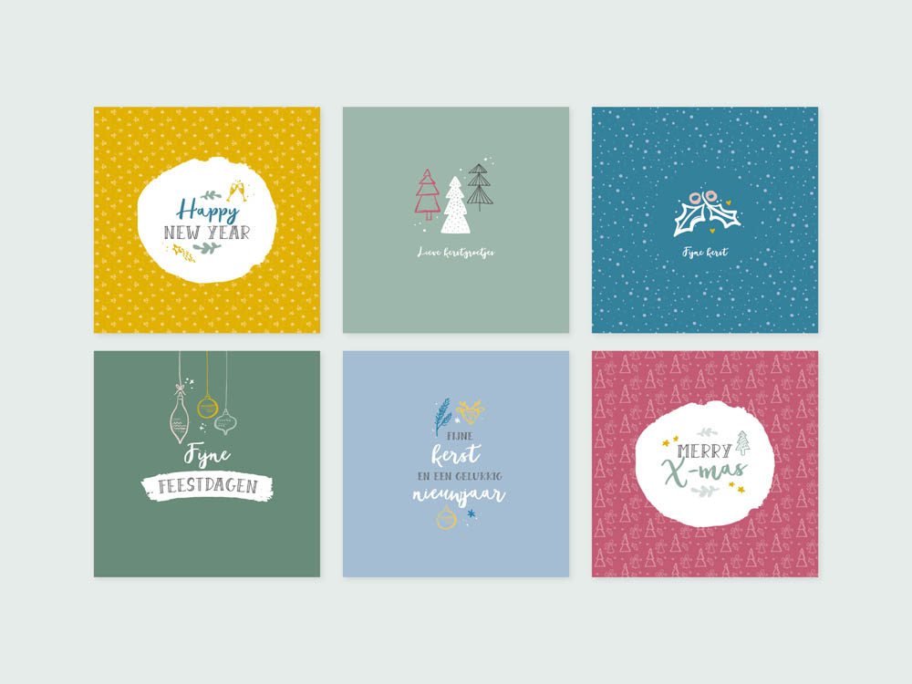 Wenskaarten kerst - set van 6 - incl enveloppen - Universe