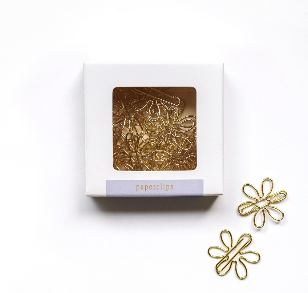 Paperclips bloem - 20 stuks - goud