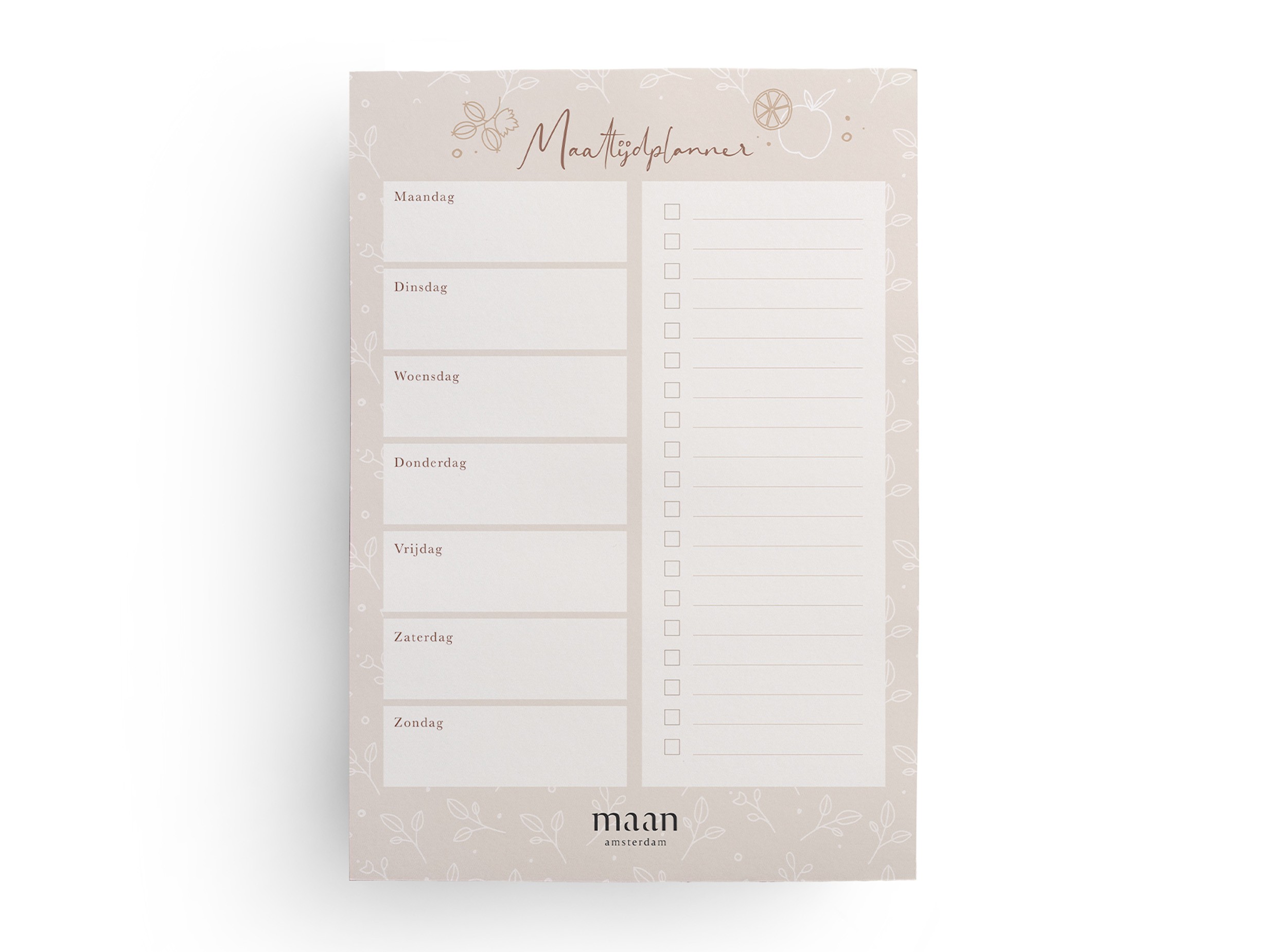 Maan Amsterdam - Maaltijdplanner - A5 - notitieblok voor weekmenu - menuplanner - 50 afscheurbare vellen