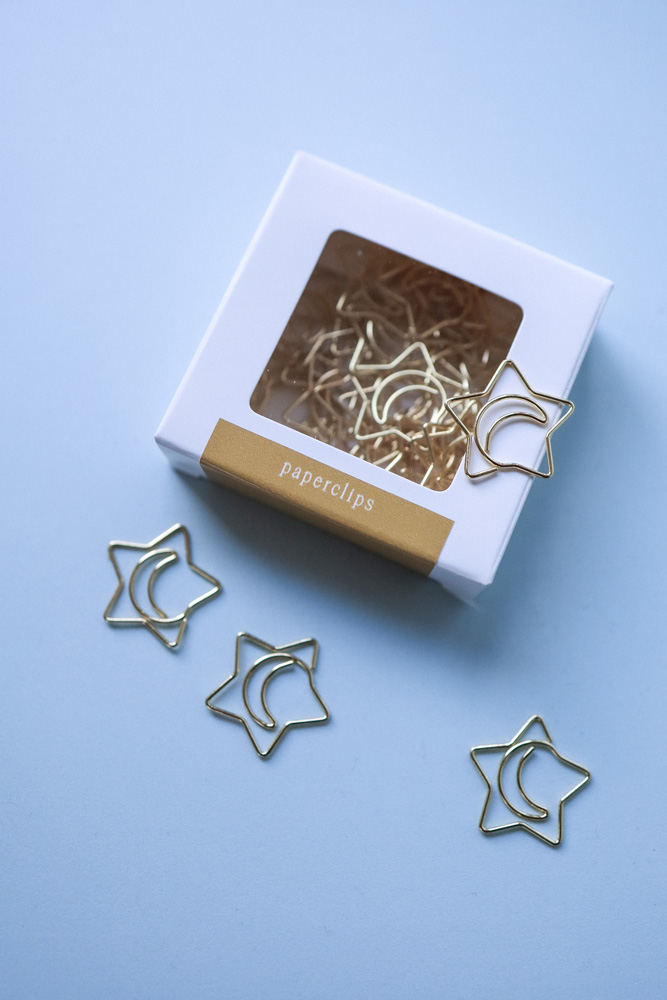 Paperclips ster/maan - 30 stuks - goud Paperclips ster/maan - 30 stuks - goud