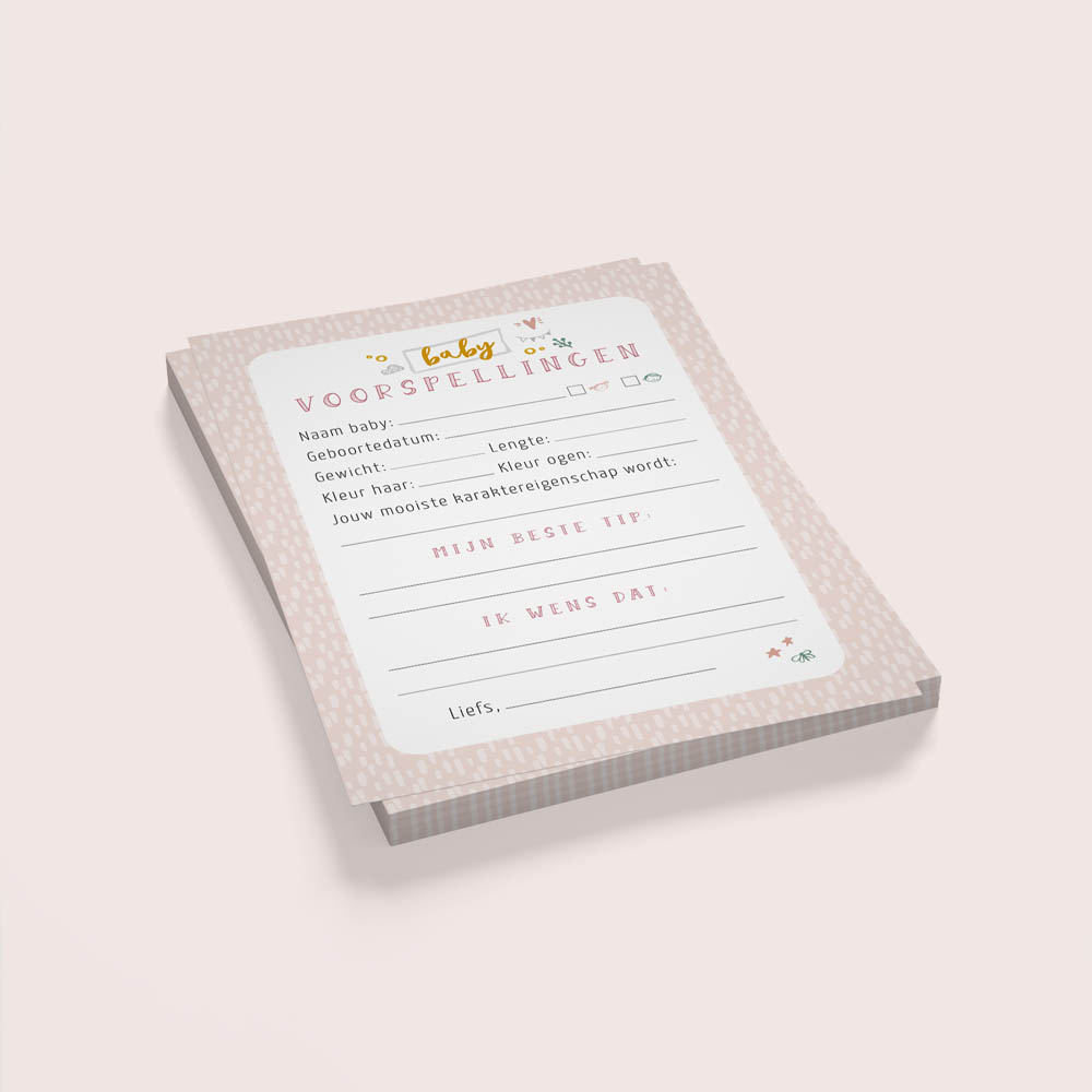 Mijn babyshower invulkaarten (30 stuks) - roze