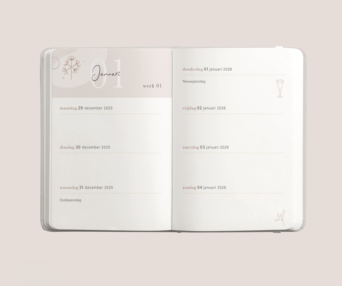 Agenda 2026 - A6 Jaaragenda - Zakagenda - 1 week op 2 pagina's - hardcover