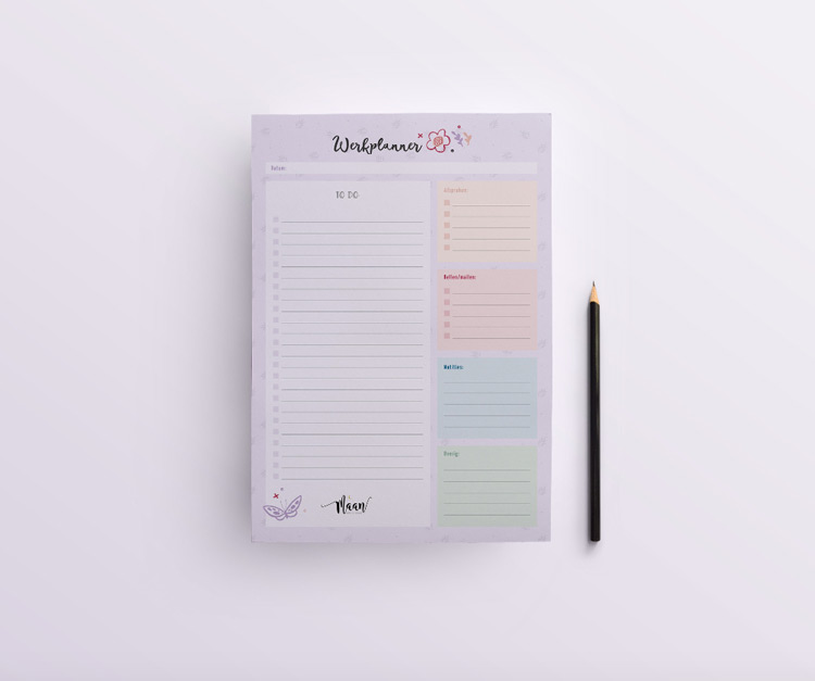 Werkplanner - to do notitieblok - A4 - lila