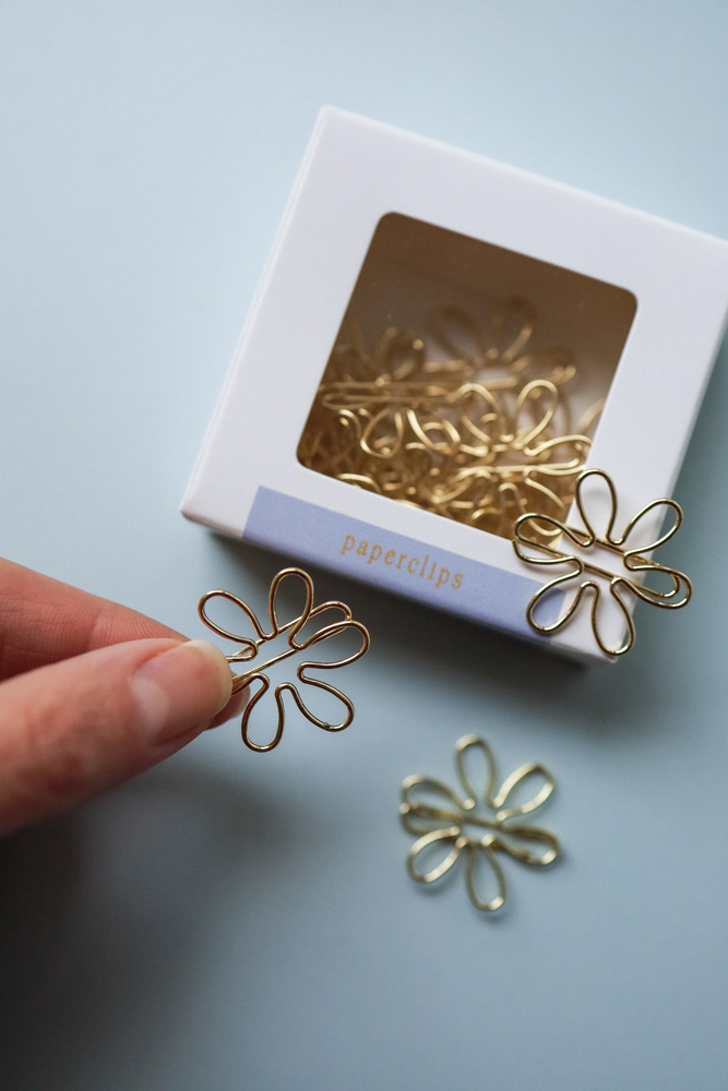 Paperclips bloem - 20 stuks - goud