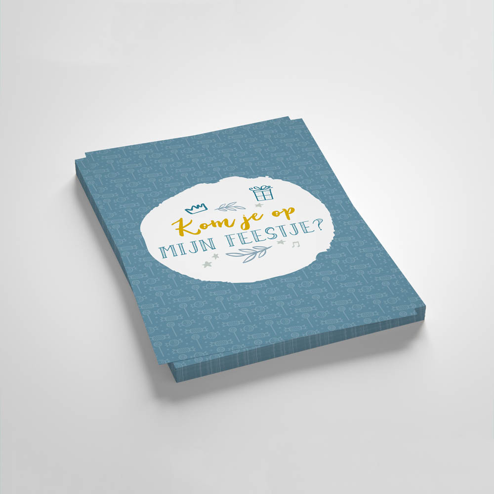 Uitnodigingen kinderfeestje - 10 stuks - blauw