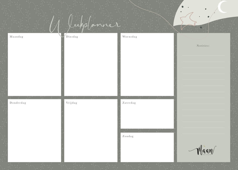 Weekplanner incl. stickervel - Eclipse Weekplanner incl. stickervel - Eclipse