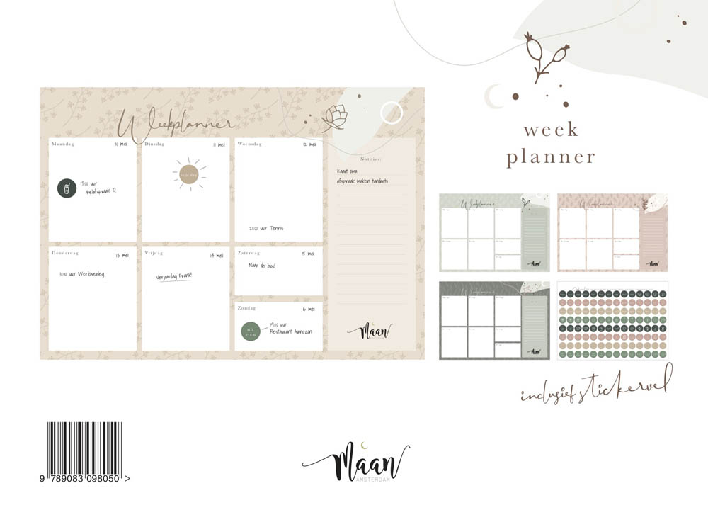 Weekplanner incl. stickervel - Eclipse Weekplanner incl. stickervel - Eclipse