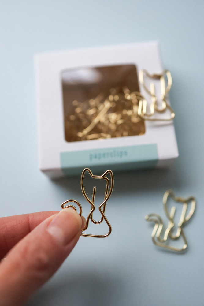Paperclips kat - 20 stuks - goud
