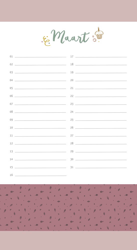 Verjaardagskalender Verjaardagskalender
