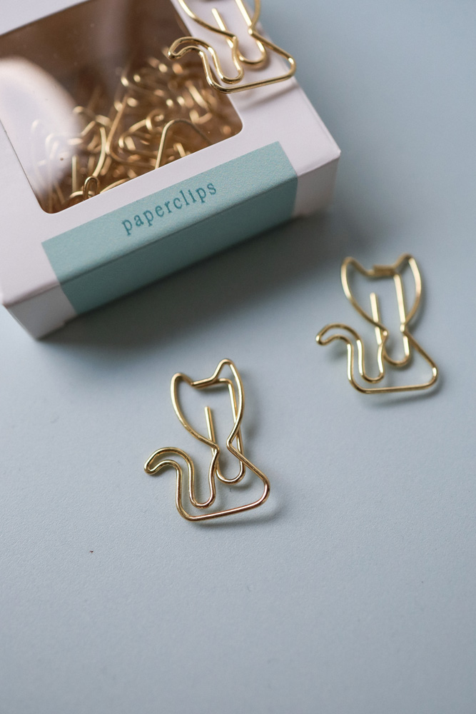 Paperclips kat - 20 stuks - goud