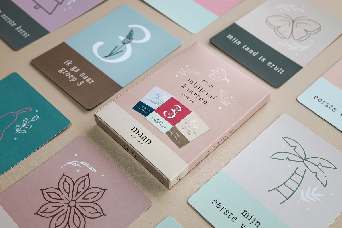 Set mijlpaalkaarten + mijlpalenboek - Invulboek voor alle belangrijke momenten van 0 t/m 12 jaar