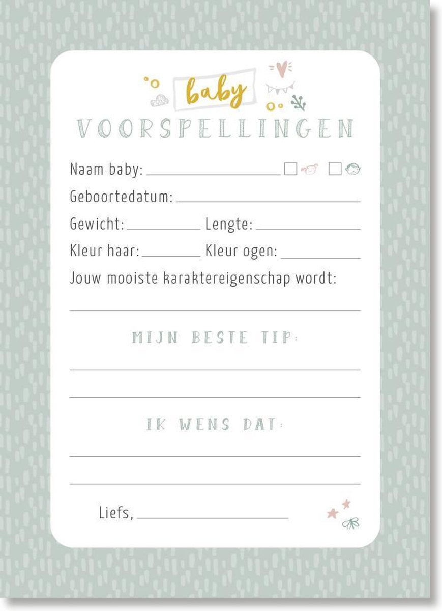 Mijn babyshower invulkaarten (30 stuks) - mint