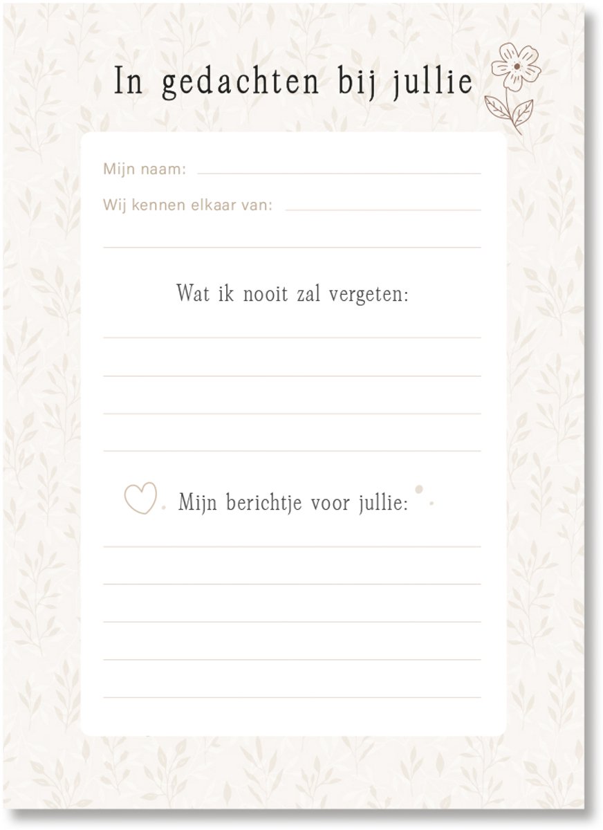 Condoleance invulkaarten (35 stuks)