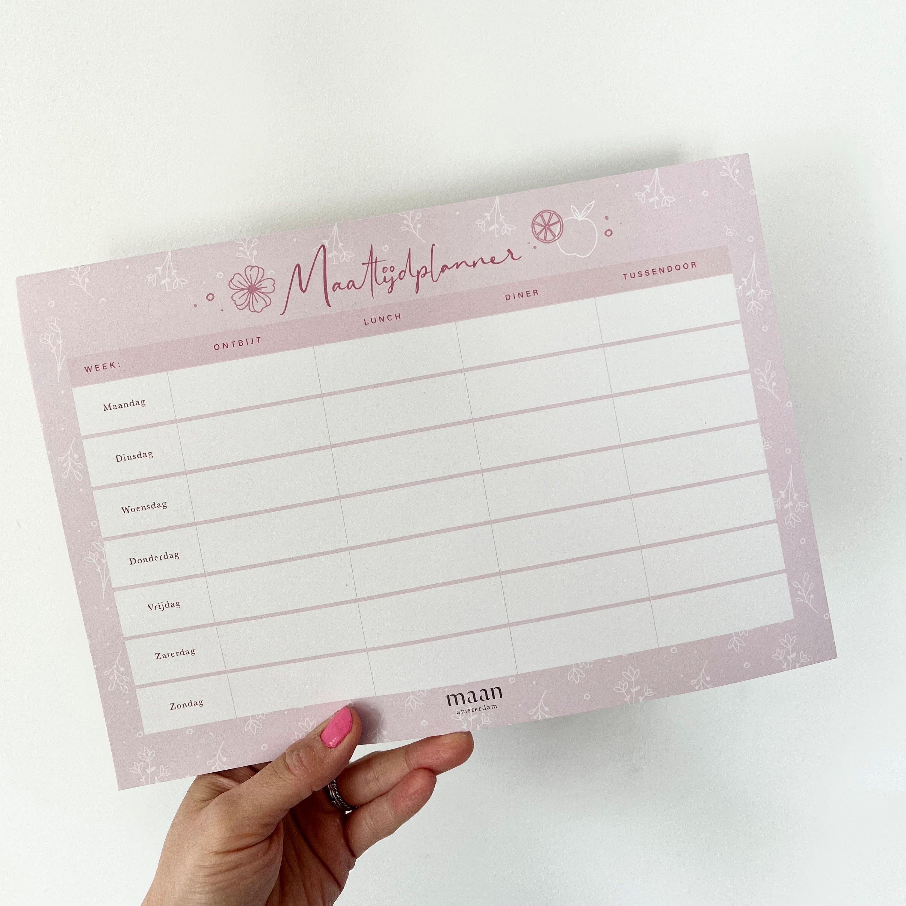 Maan Amsterdam - Maaltijdplanner - A4 - notitieblok voor dagmenu per week - eetplanner - 50 afscheurbare vellen