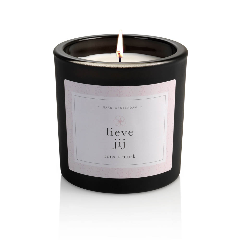 Geurkaars zwart - Lieve jij