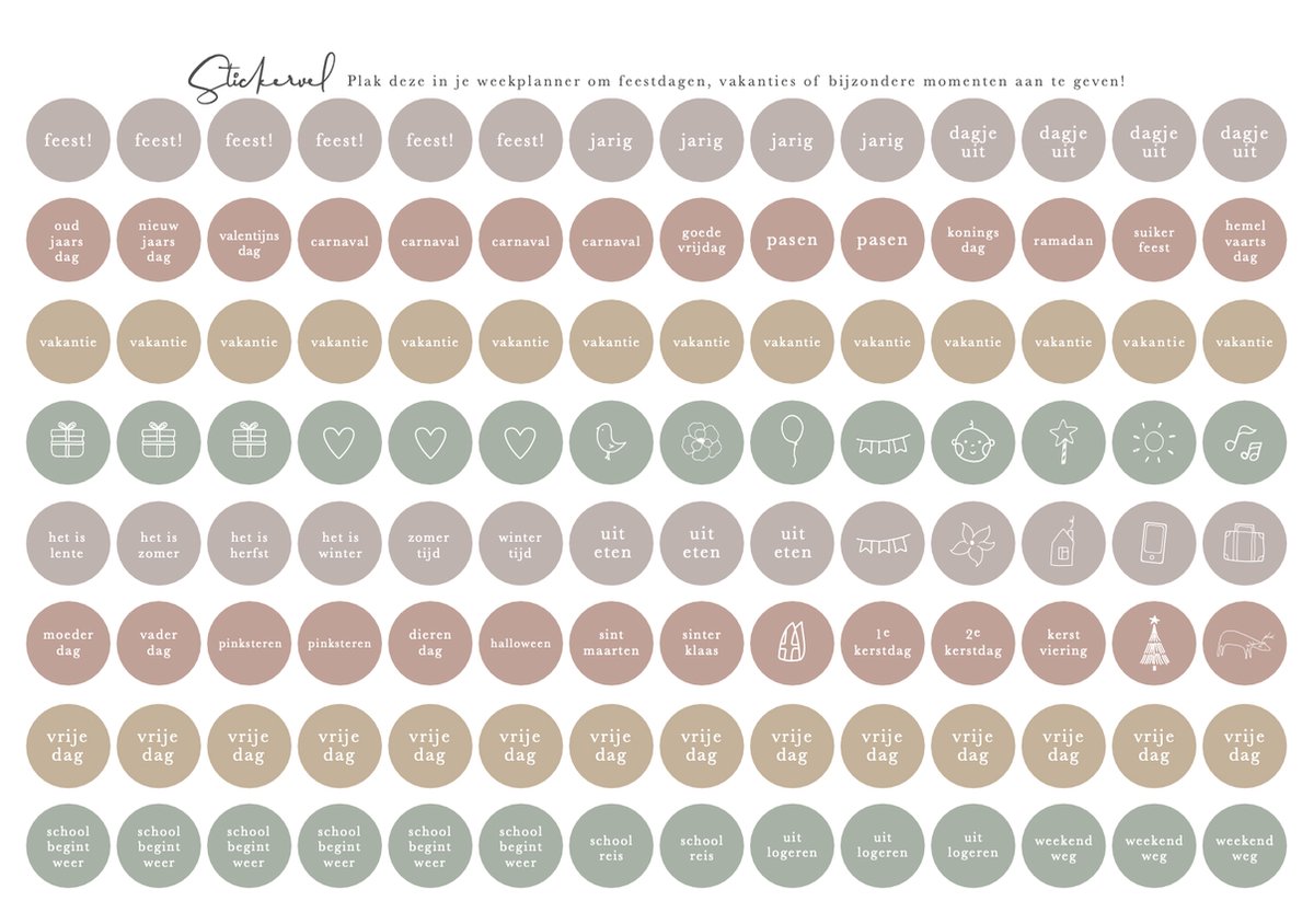 Maan Amsterdam - Familie weekplanner - Eclipse - A4 - Zonder datums - Neutrale kleuren - Gezinsplanner