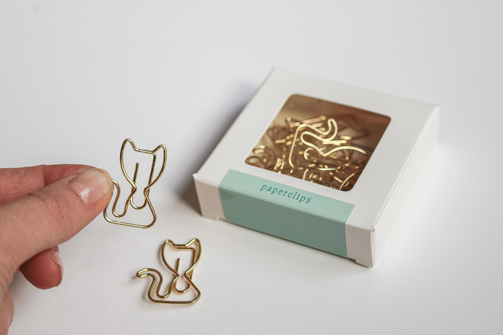Paperclips kat - 20 stuks - goud