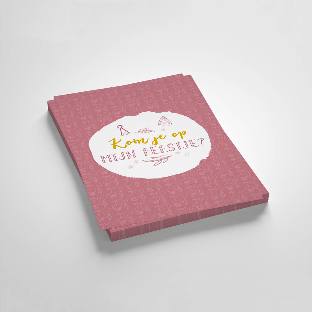 Uitnodigingen kinderfeestje - 10 stuks - roze