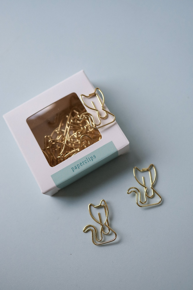 Paperclips kat - 20 stuks - goud
