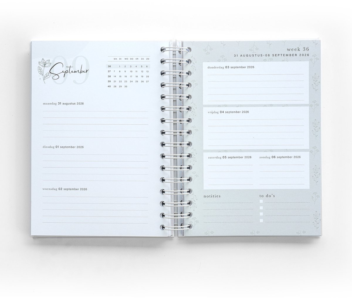 Agenda 2026 - A5 jaaragenda - Weekagenda - Ringband - 1 week op 2 pagina's
