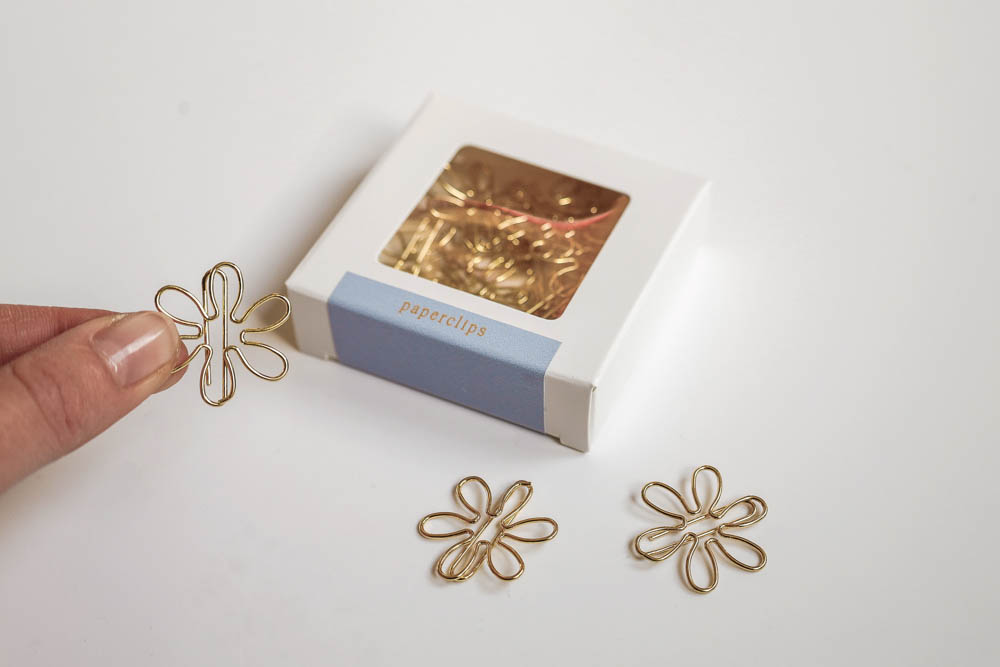 Paperclips bloem - 20 stuks - goud