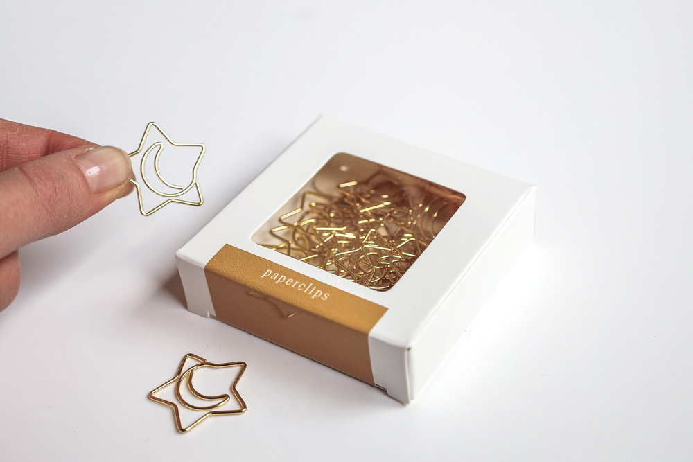 Paperclips ster/maan - 30 stuks - goud Paperclips ster/maan - 30 stuks - goud