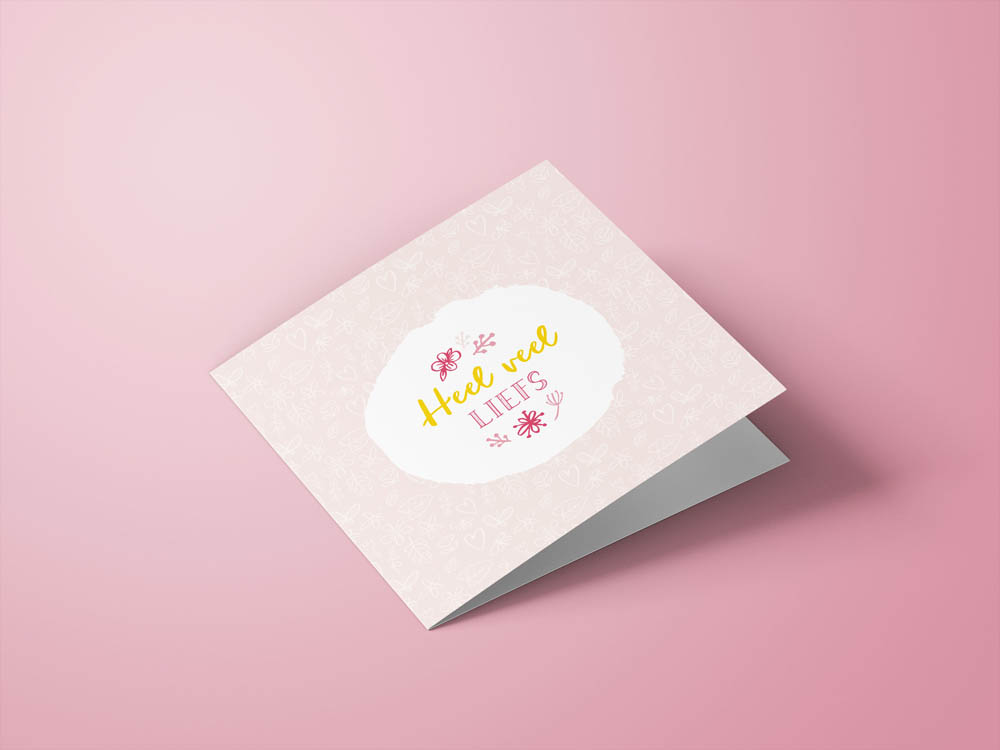 Wenskaarten liefde / vriendschap - set van 6 - incl enveloppen