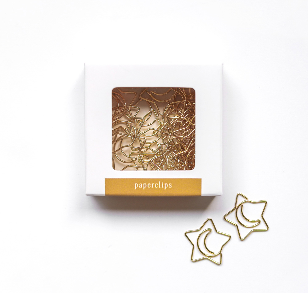 Paperclips ster/maan - 30 stuks - goud