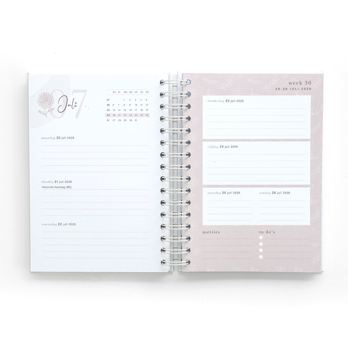 Agenda 2026 - A5 jaaragenda - Weekagenda - Ringband - 1 week op 2 pagina's
