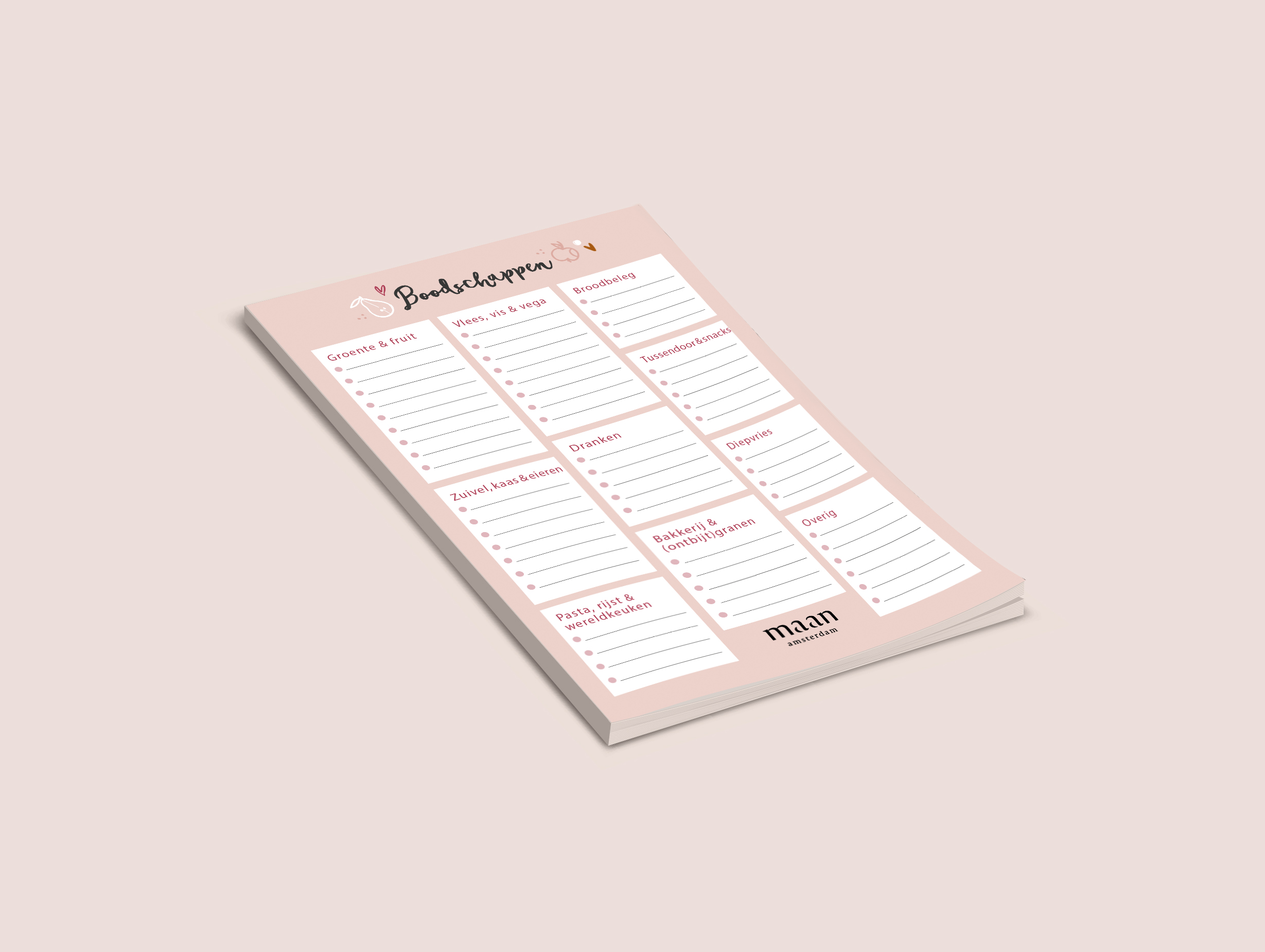 Boodschappenlijstje A5 - Universe - roze