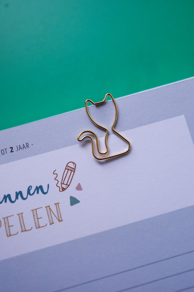 Paperclips kat - 20 stuks - goud