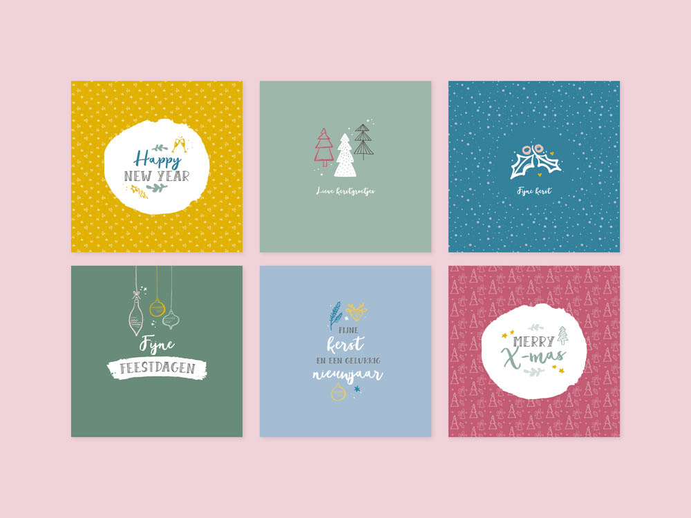 Wenskaarten kerst - set van 6 - incl enveloppen - Universe