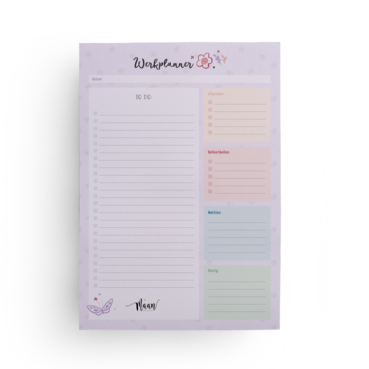 Werkplanner - to do notitieblok - A4 - lila