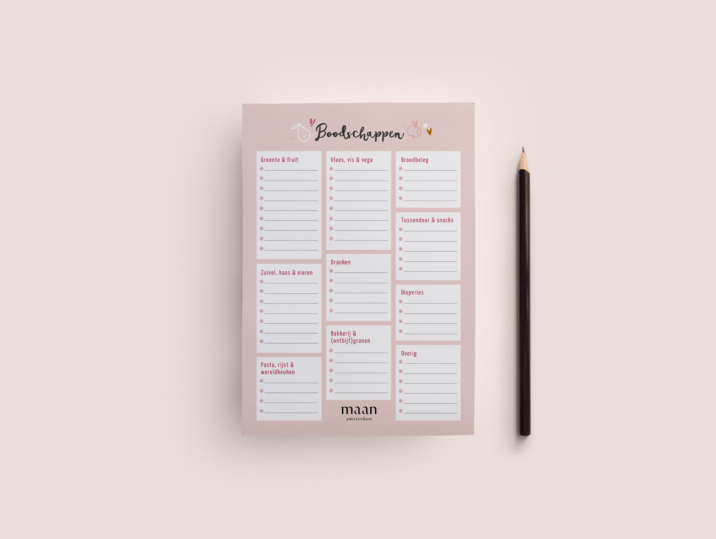 Boodschappenlijstje A5 - Universe - roze